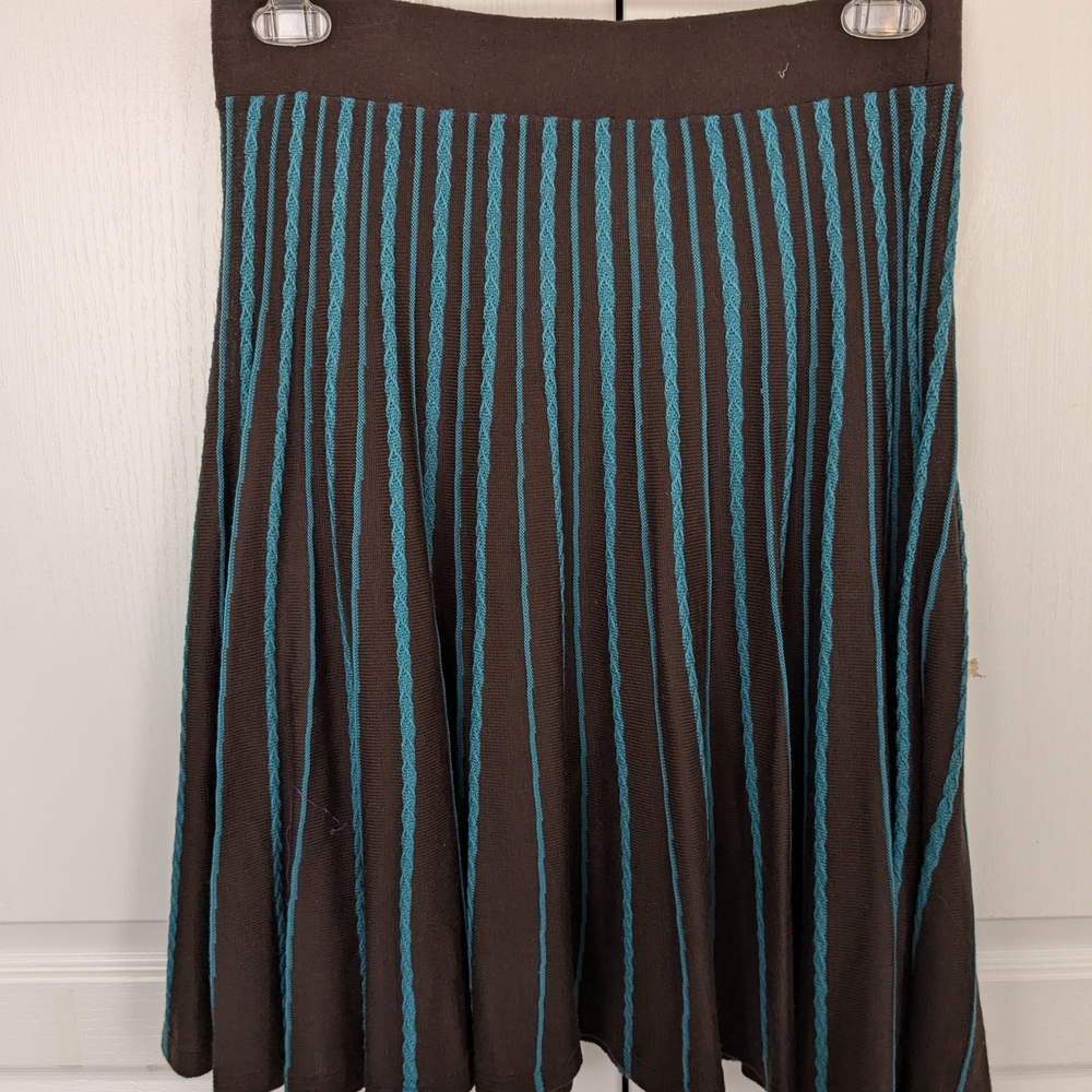 Vintage Anthropologie Brown & Teal Sweater Skirt